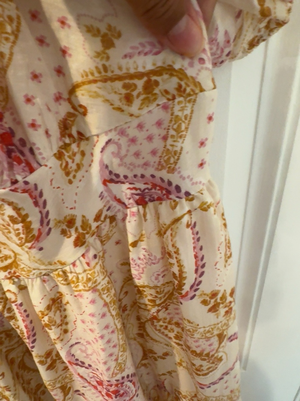 Jessica Simpson 0X NWT Boho Paisley Puff Sleeve Smocked Maxi Dress 0X - Picture 6 of 8